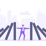 ilustração de homem segurando barras para ilustrar texto sobre como desenvolver a resiliência