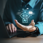 Pessoa usando inteligencia artificial no trabalho.